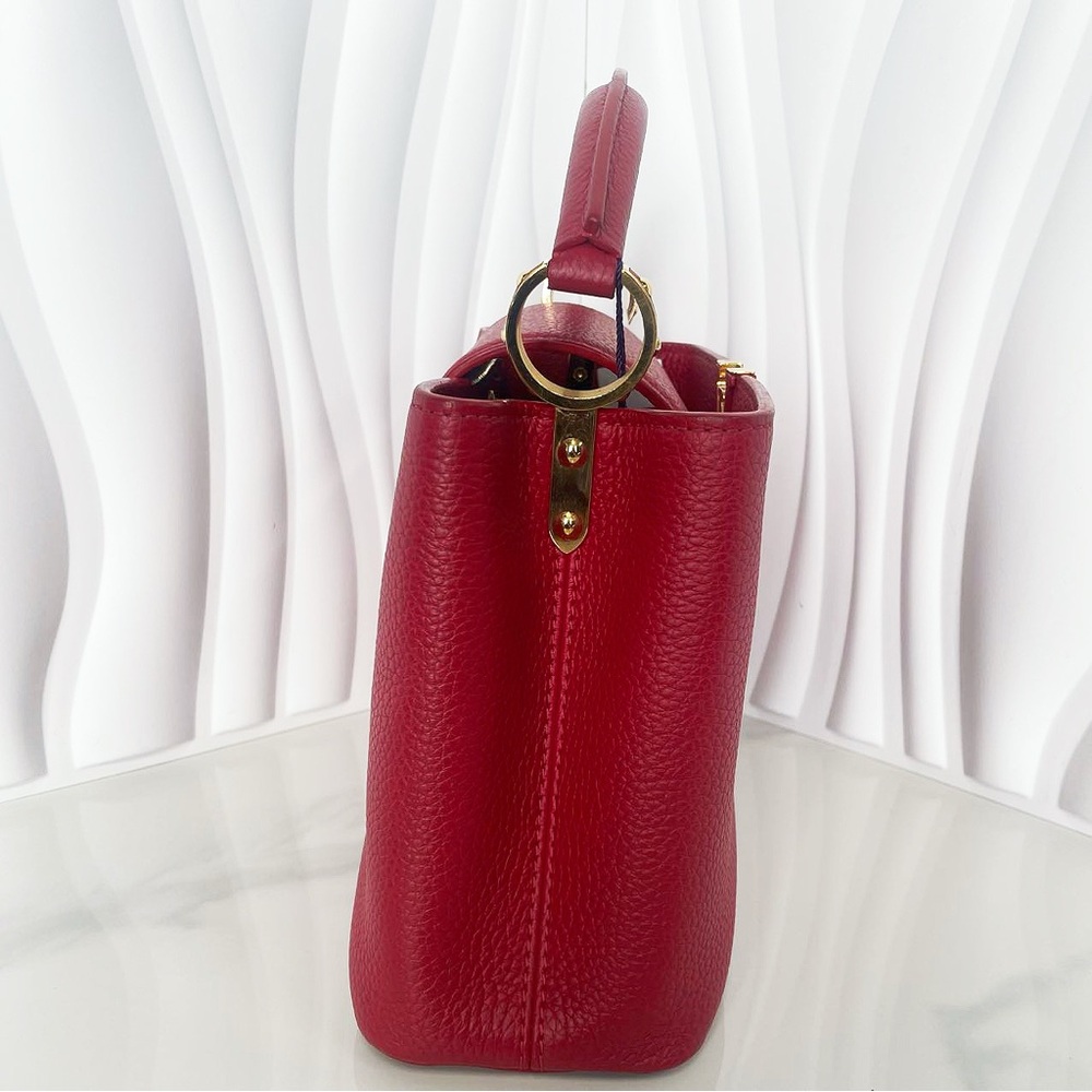 Louis Vuitton Red Grained Leather Capucines BB Bag - Picture 5 of 14